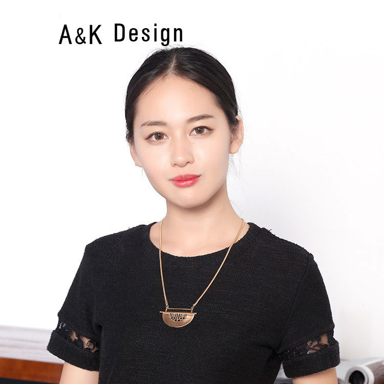 百搭复古女项链气质简约几何D形吊坠